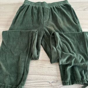 Suzie Kondi unisex velour dunmore Green Joggers for men and women size small